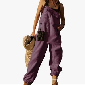 Purple Fleece Snowveralls - Large